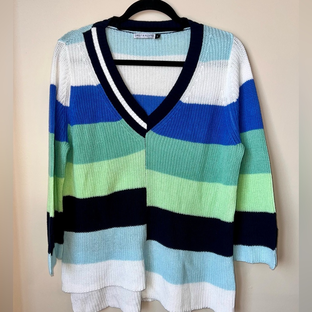 Zaket & Plover Asymmetrical Hem V-Neck Sweater Size Small - Picture 11 of 12